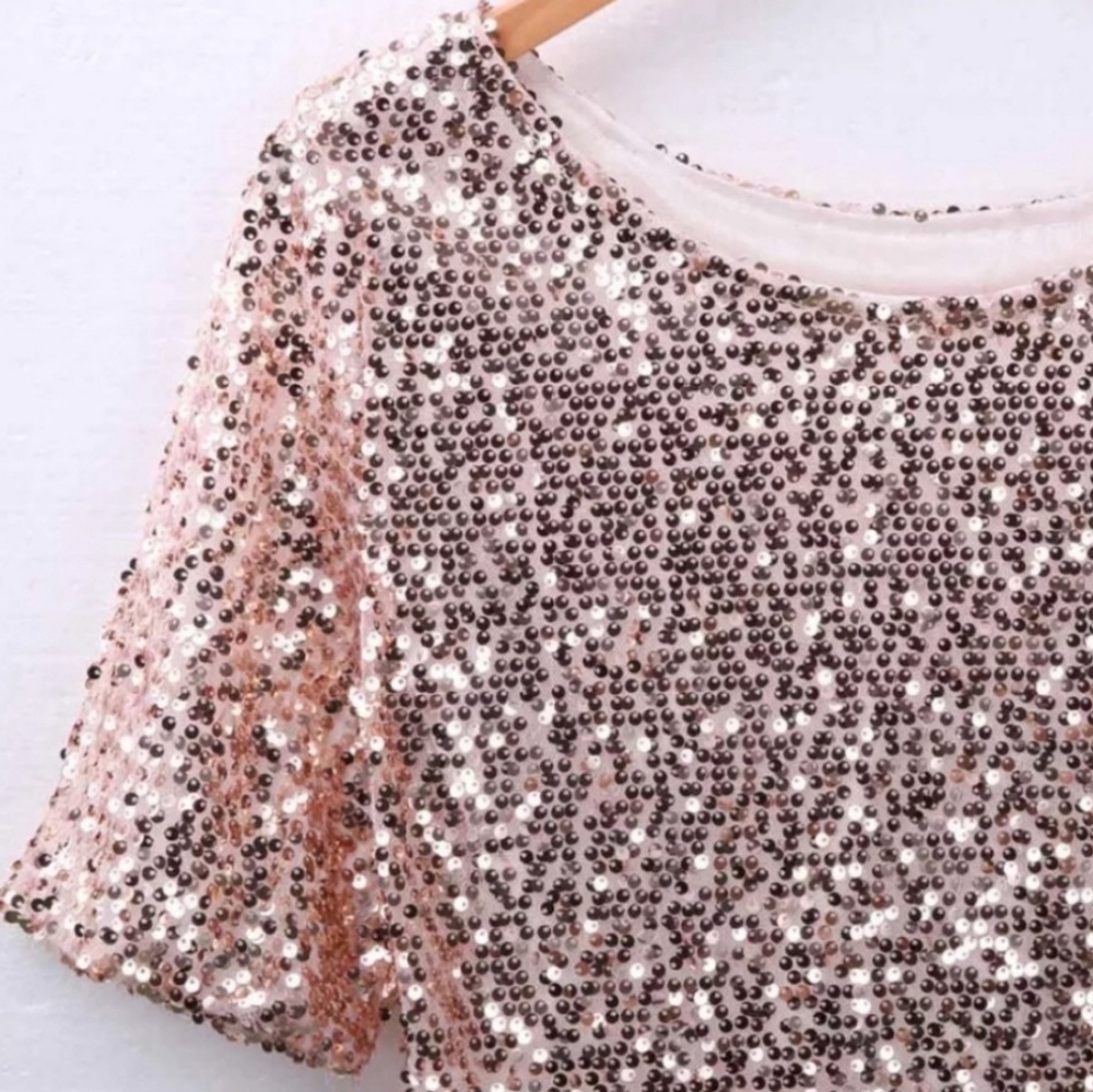 Sequin Off the Shoulder Top - Picture 3 of 4